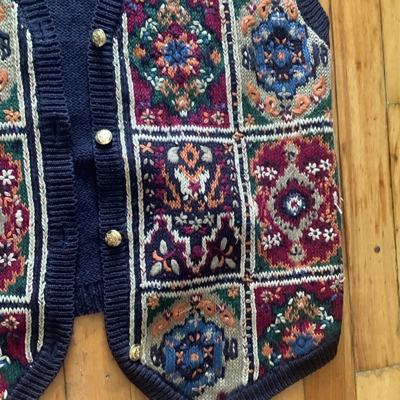 Cambridge Dry goods cotton ramie blend knit cardigan vest cottagecore vintage - Picture 3 of 4